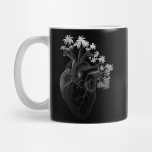 Silver Colored Anatomically Correct Human Heart - Palm Trees Mug